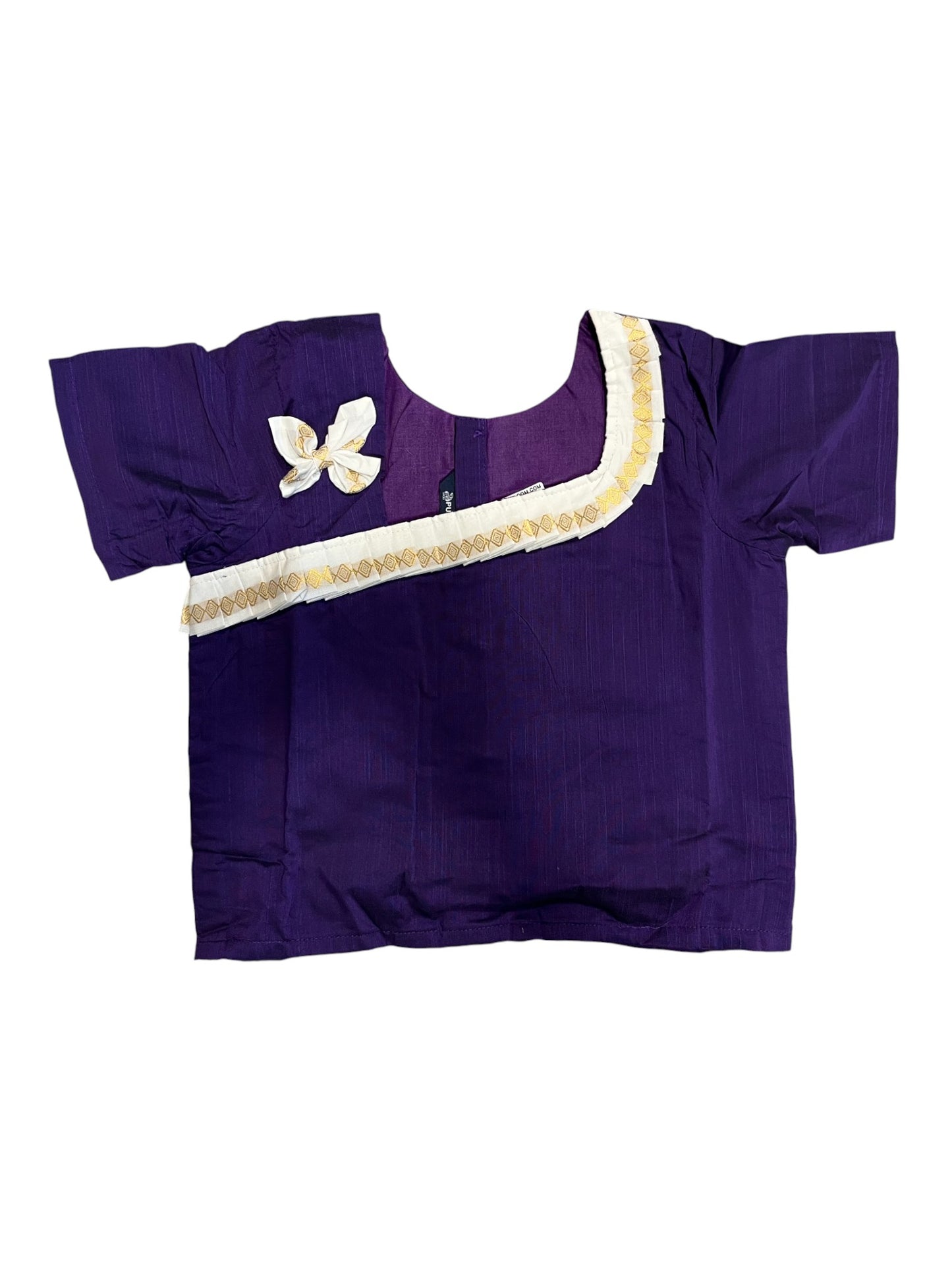 Southloom Kerala Blue And Cotton Kasavu Pavada Blouse with for Kids