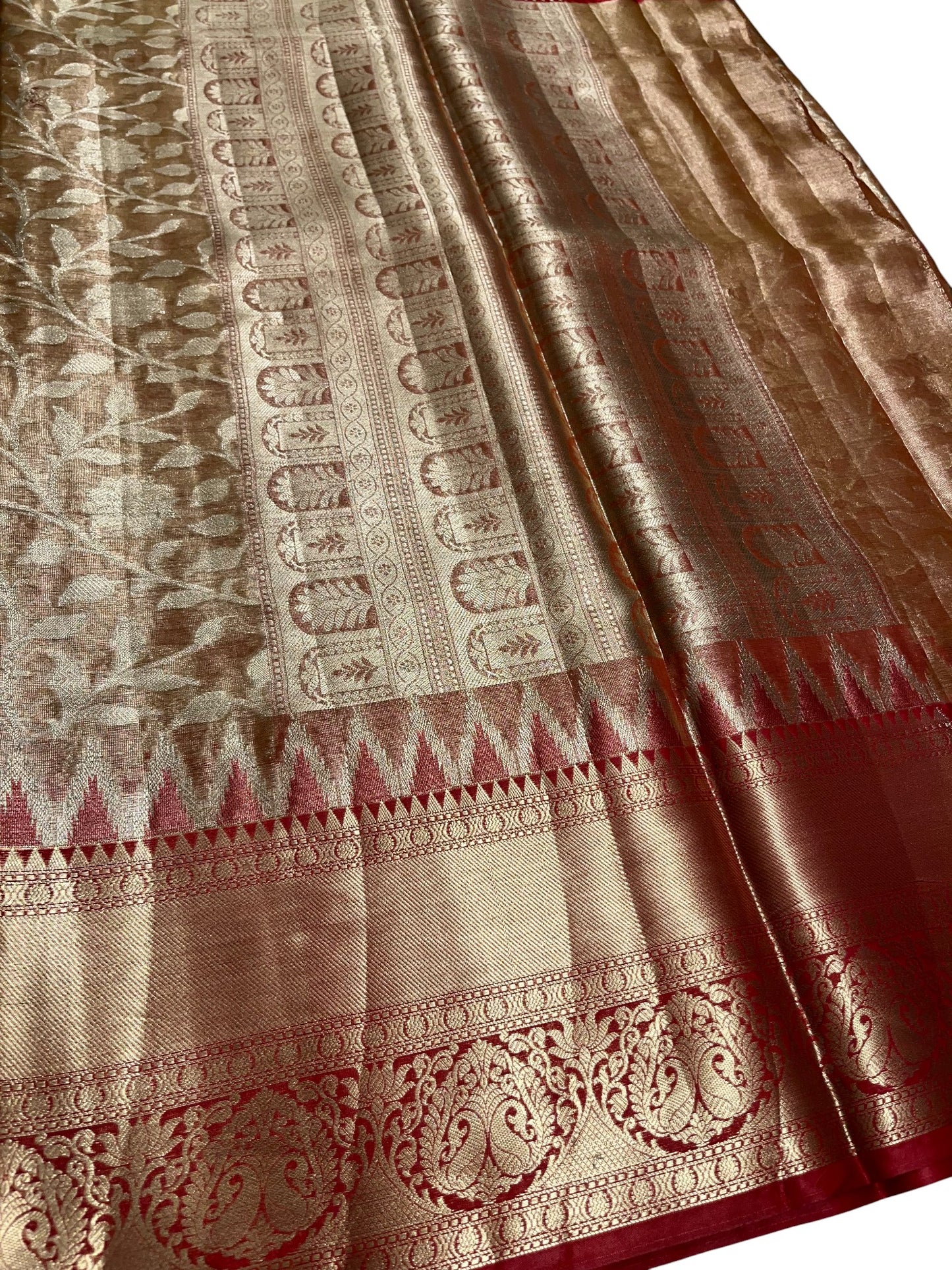 Southloom Semi Banarasi Katan Tissue Saree with Woven Work on Body and Borders