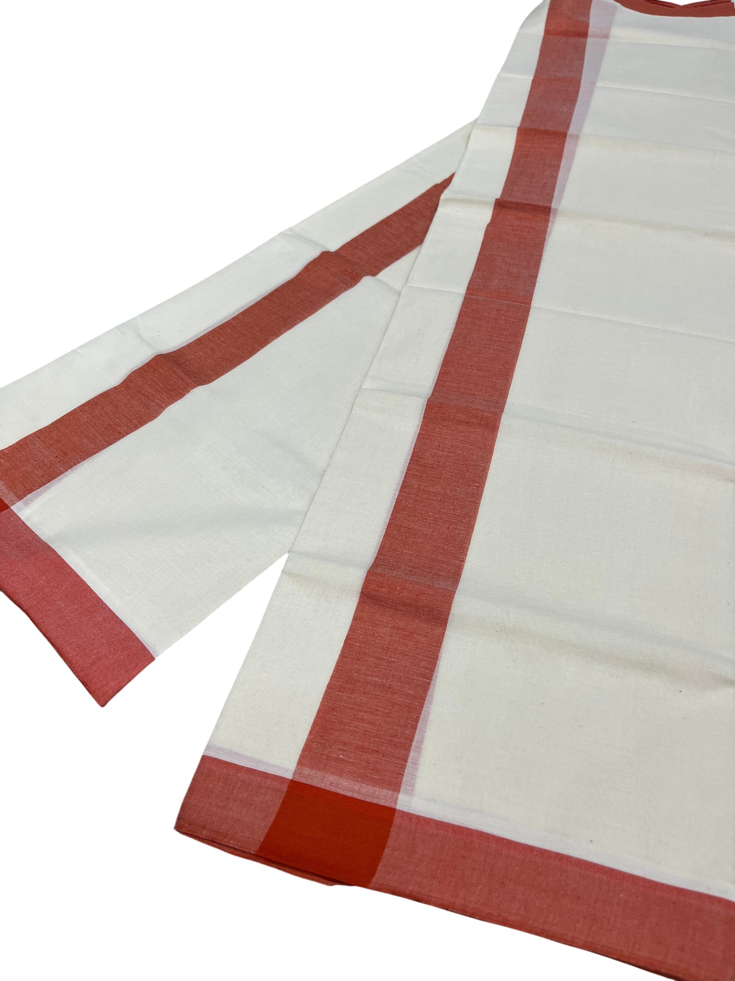Kerala Mulloth Cotton Single Mundum Neriyathum with Orange Border