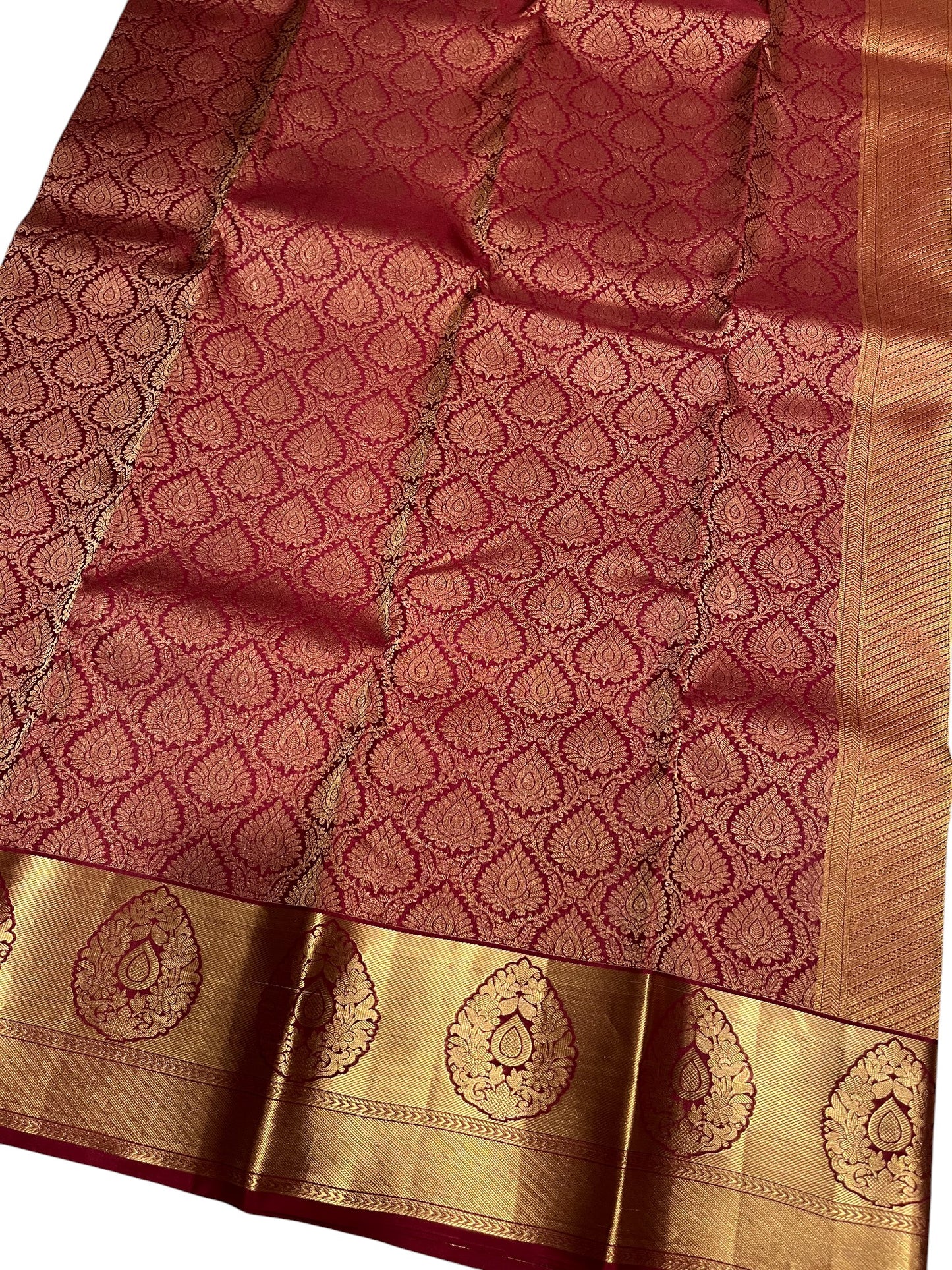 Southloom Pure Handloom Bridal Kanchipuram Silk Saree with Korvai Work (Maroon)