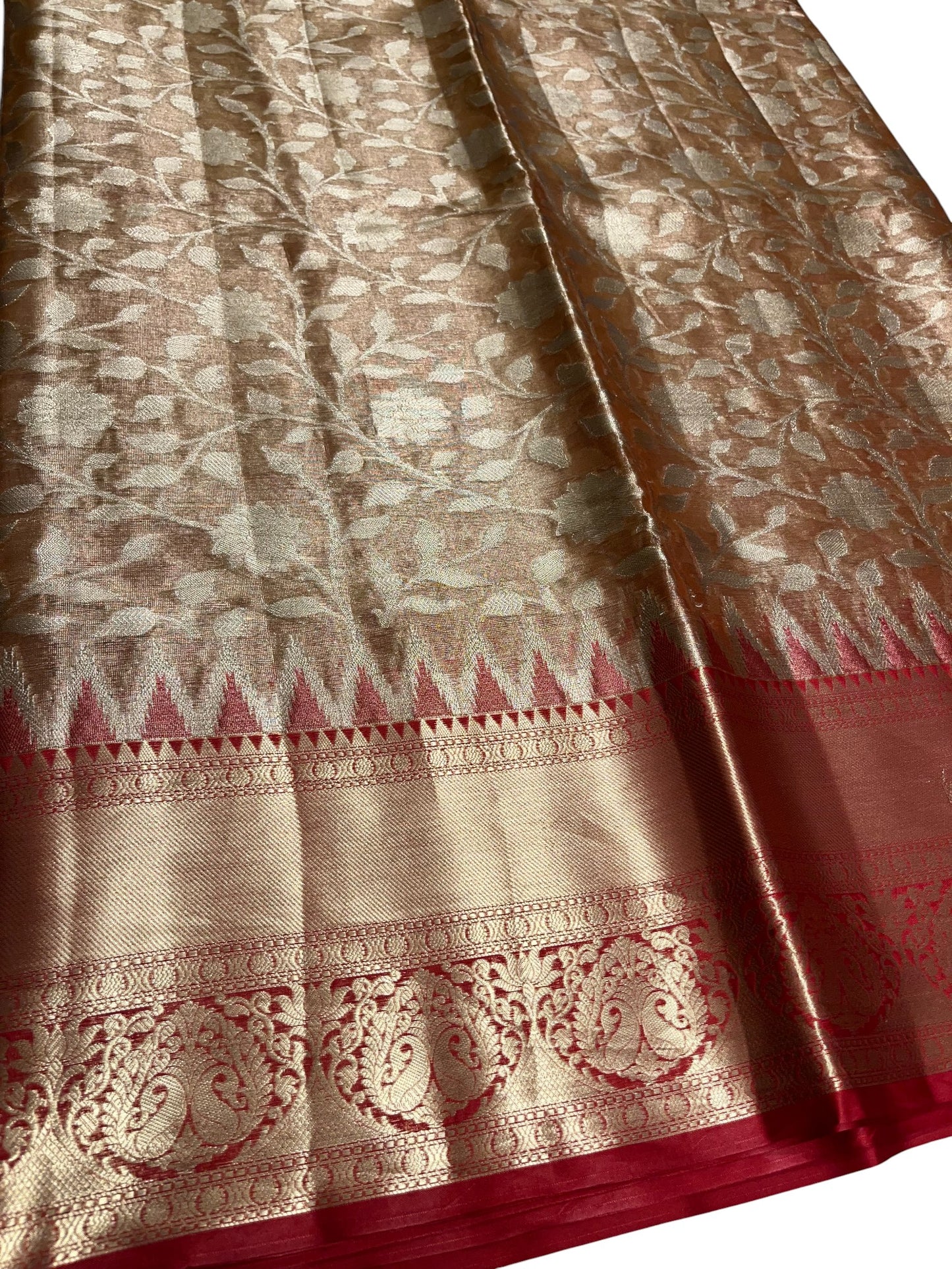Southloom Semi Banarasi Katan Tissue Saree with Woven Work on Body and Borders