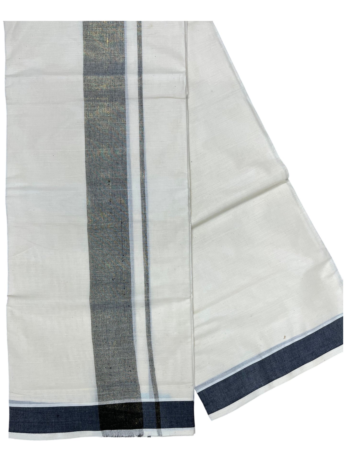 Southloom Kerala Pure Cotton Double Mundu with Black Border (South Indian Kerala Dhoti)