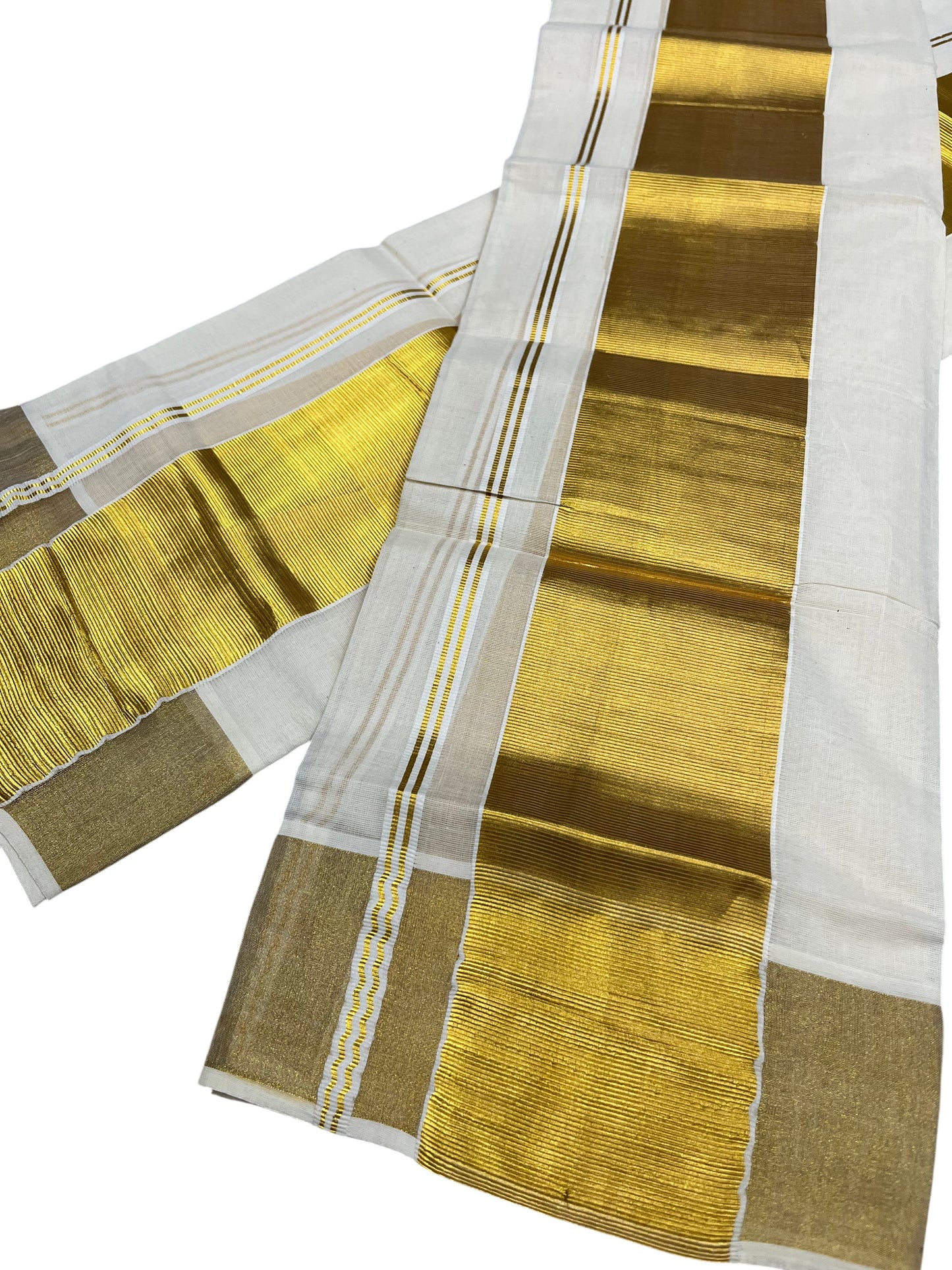 Kerala Cotton Plain Single Set Mundu (Mundum Neriyathum) with Half Fine 4 inch Border in 2.80 Mtrs