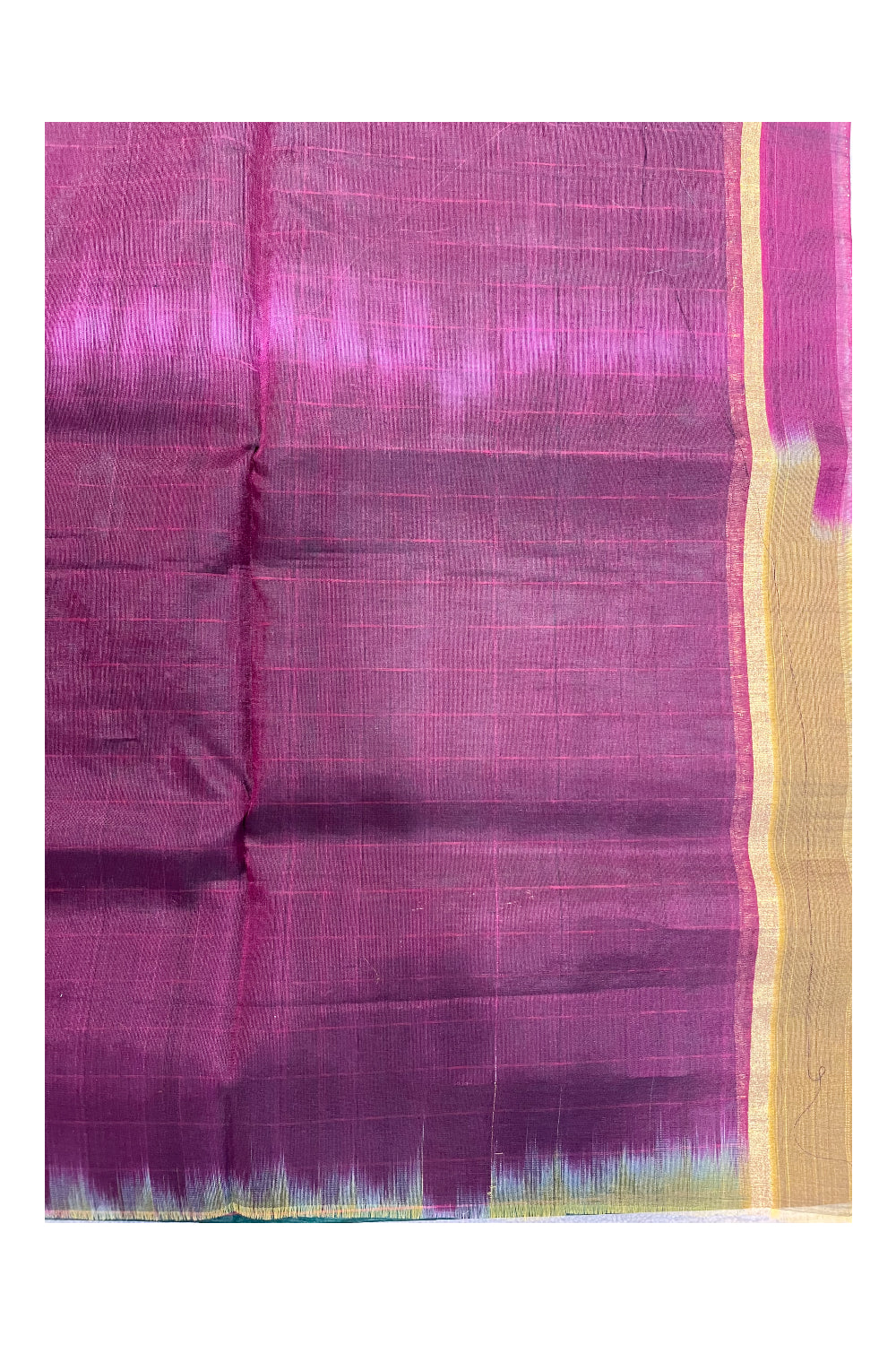 Southloom Pure Handloom Cotton Silk Saree With Handwoven Work Across Body and Blouse in Green And Magenta