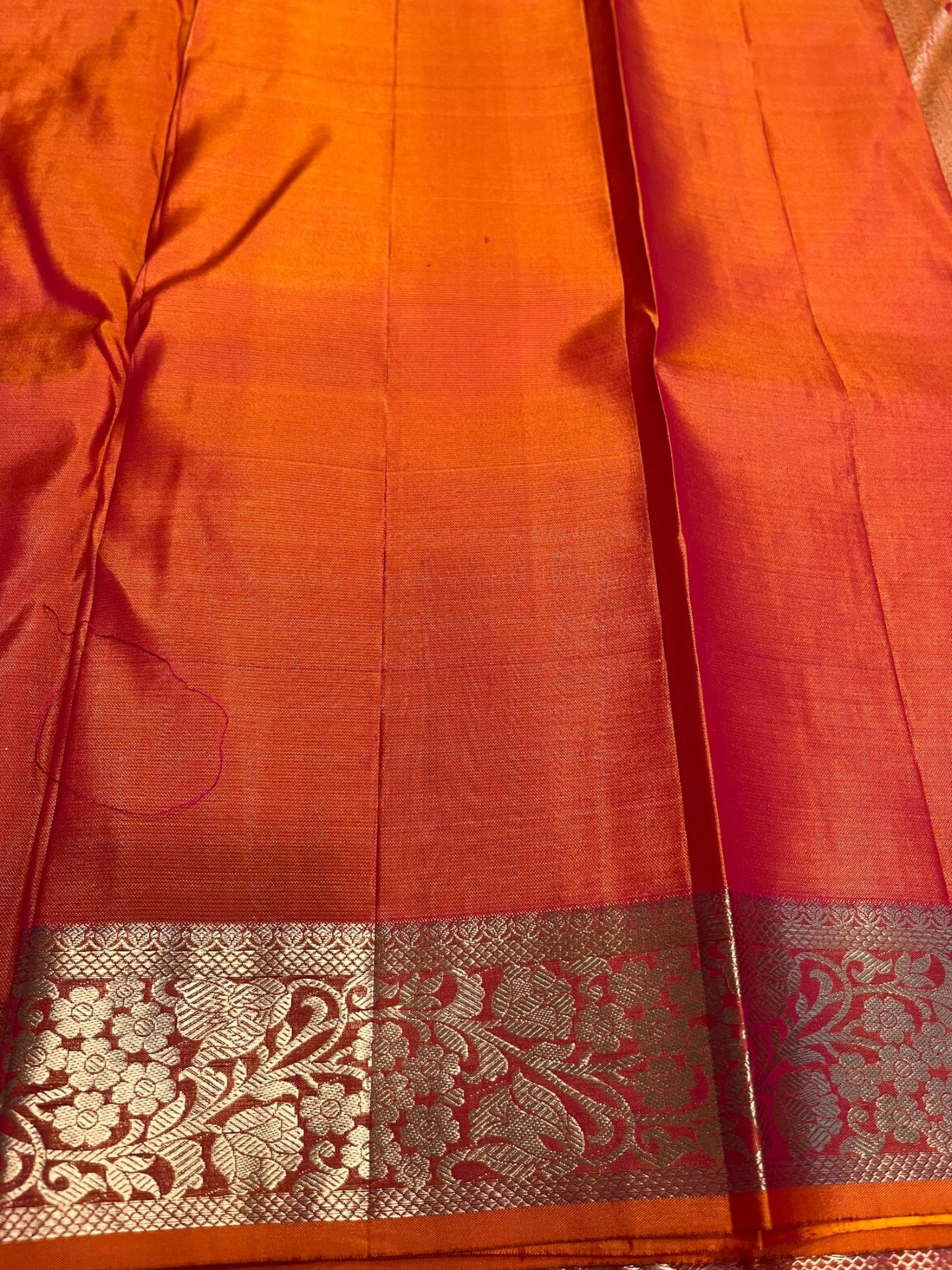 Southloom Premium Handloom Bridal Kanchipuram Silk Saree with Korvai Work (Orange)