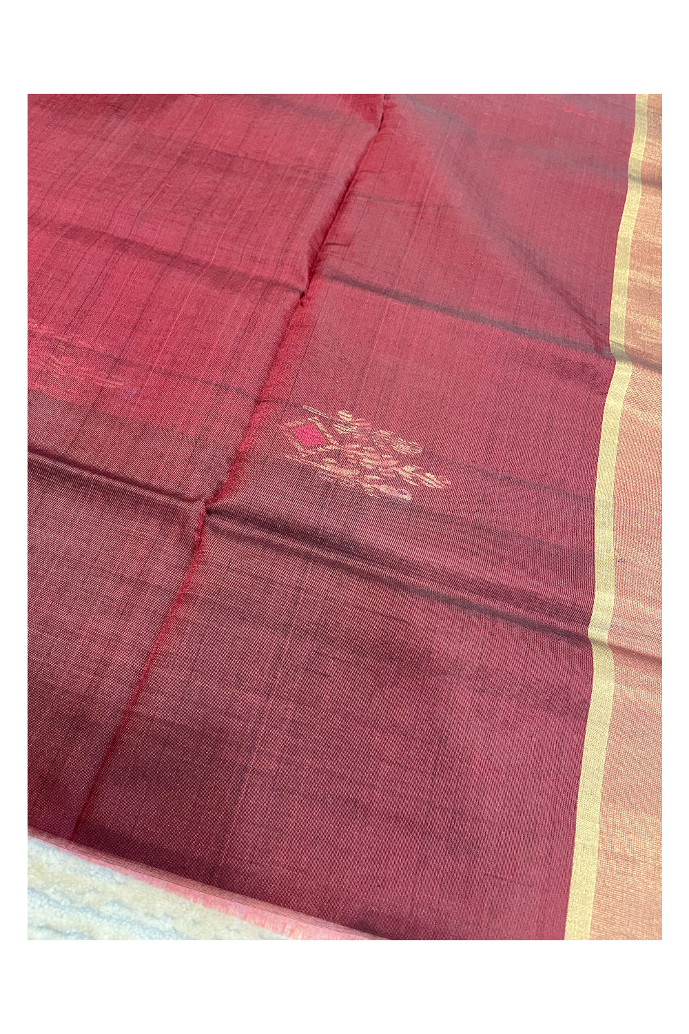Southloom Pure Handloom Cotton Silk Saree With Handwoven Work Across Body and Blouse in Black And Maroon