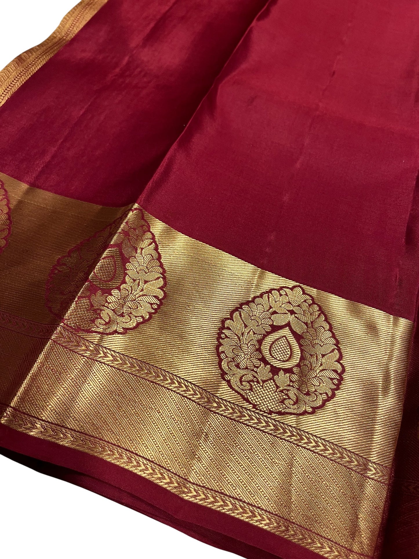 Southloom Pure Handloom Bridal Kanchipuram Silk Saree with Korvai Work (Maroon)