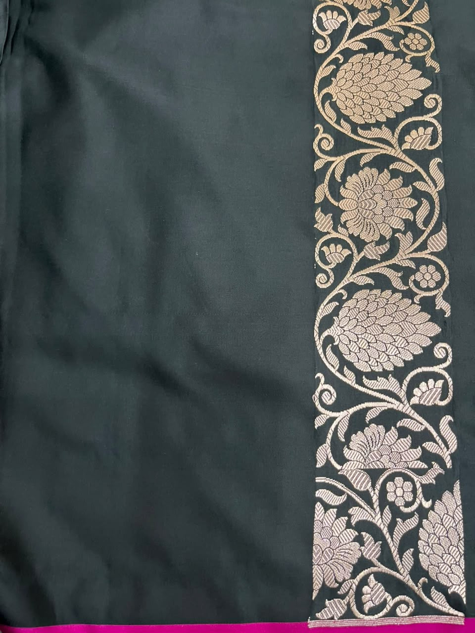 Southloom Satin Banarasi Silk Saree with Woven Work on Body And Borders In Black