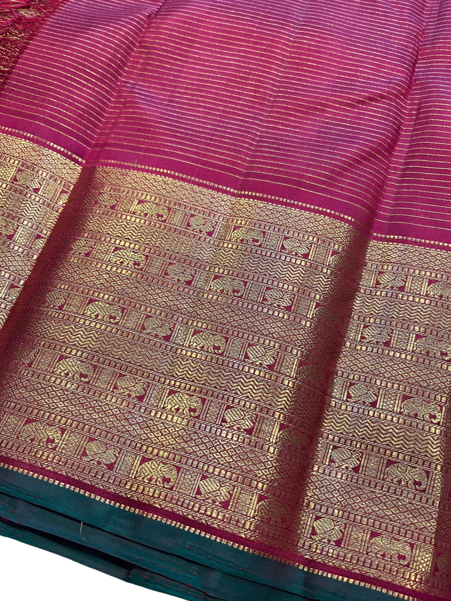 Southloom Pure Handloom Bridal Kanchipuram Silk Saree with Korvai Work (Maroon)