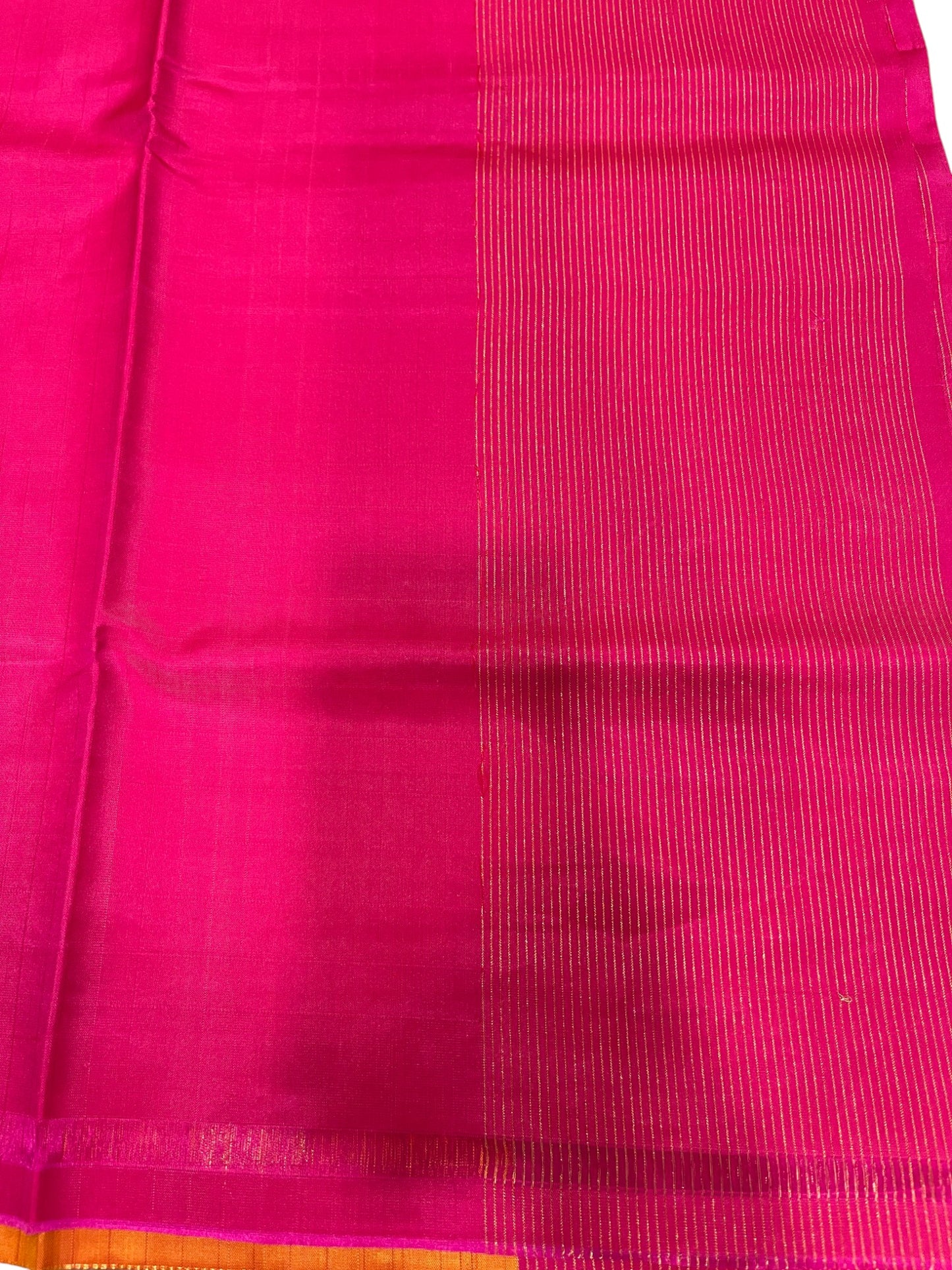 Southloom Pure Handloom Kanchipuram Silk Saree with Korvai Work (Orange & Magenta)