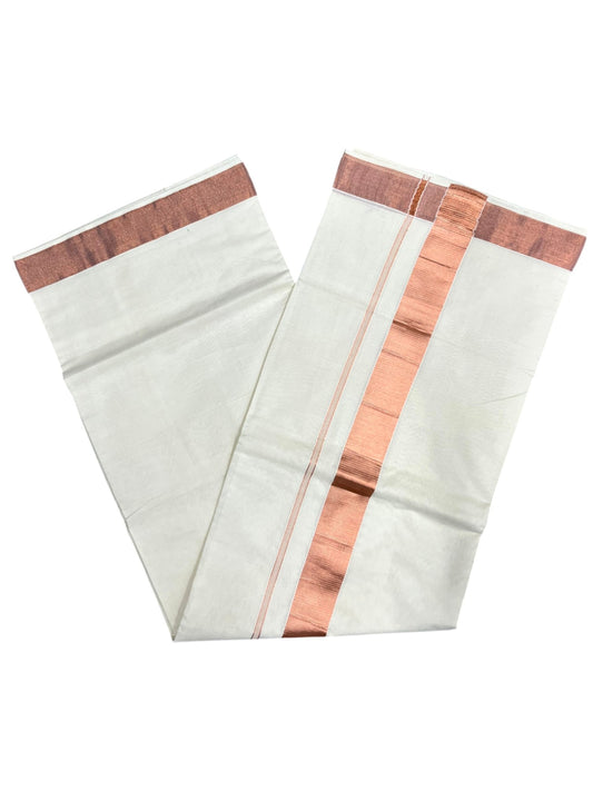 Southloom Pure Cotton Kerala Saree with Copper Kasavu Border in 2 inch