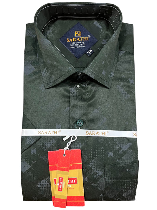 Southloom Pure Cotton Shirt with Green Printed SLSHIRT 38 HS