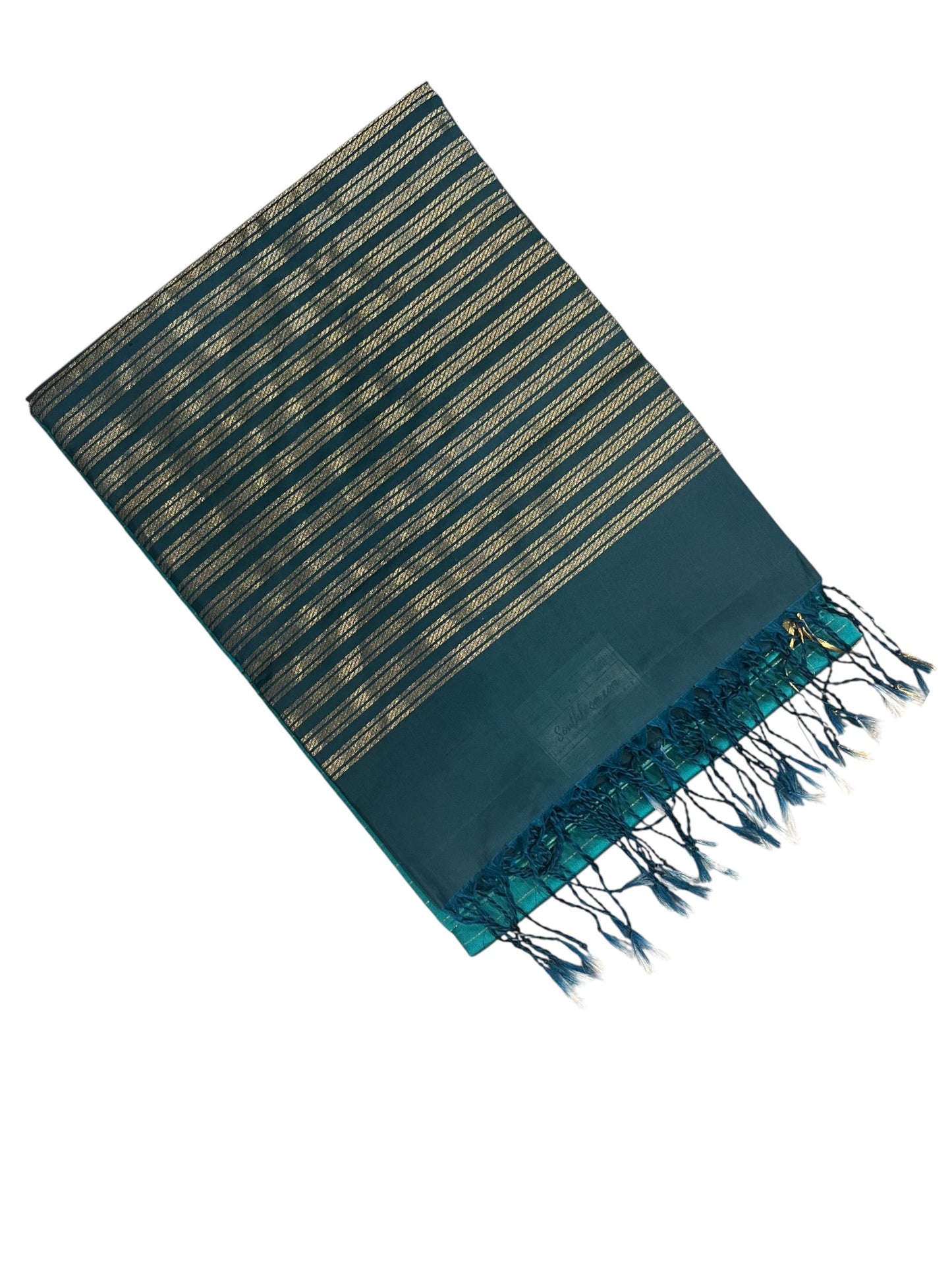 Southloom Pure Handloom Kanchipuram Silk Saree with Korvai Work (Blue & Green)
