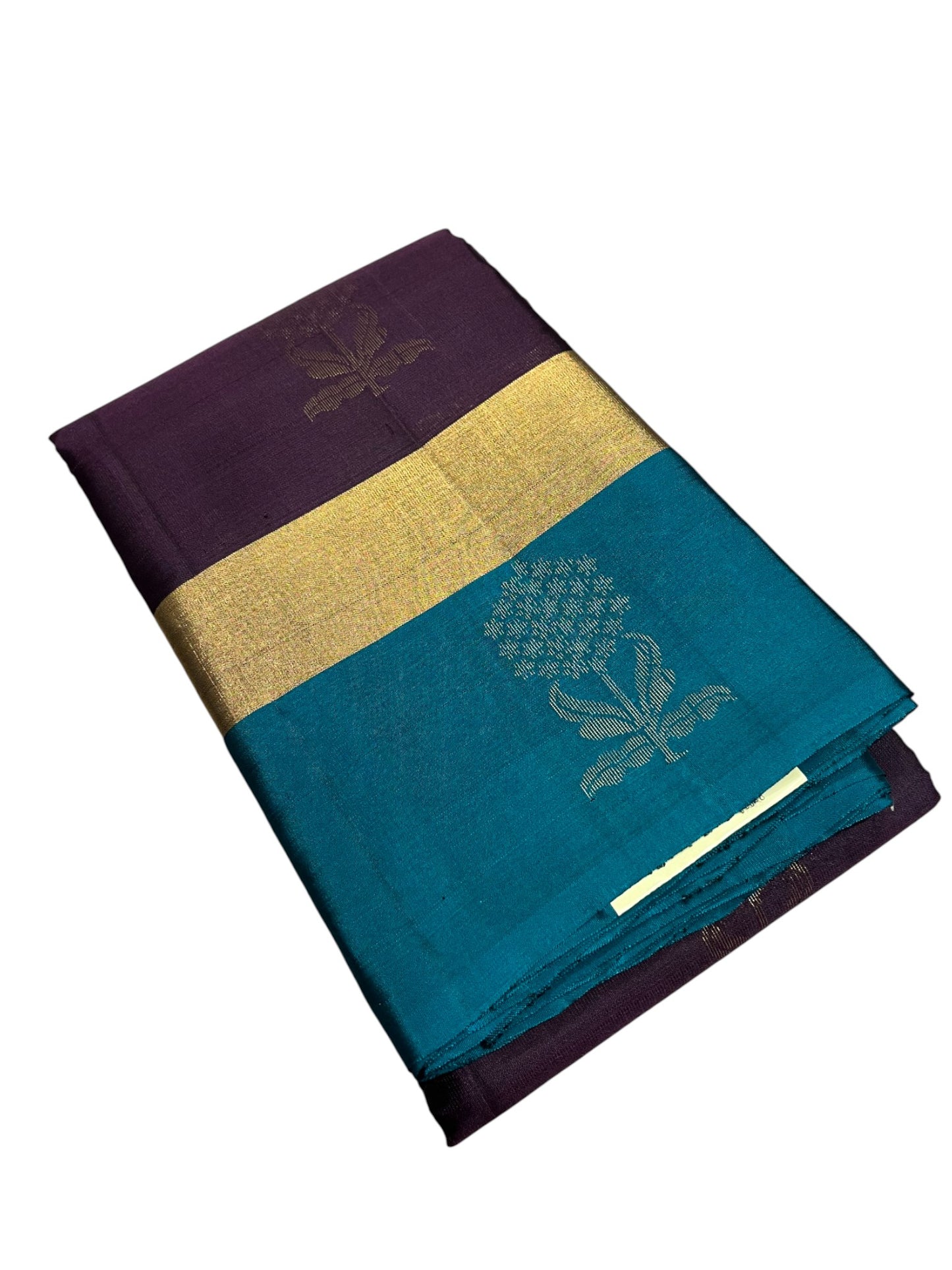 Southloom Pure Handloom Kanchipuram Silk Saree with Butta Work (Violet & Blue)