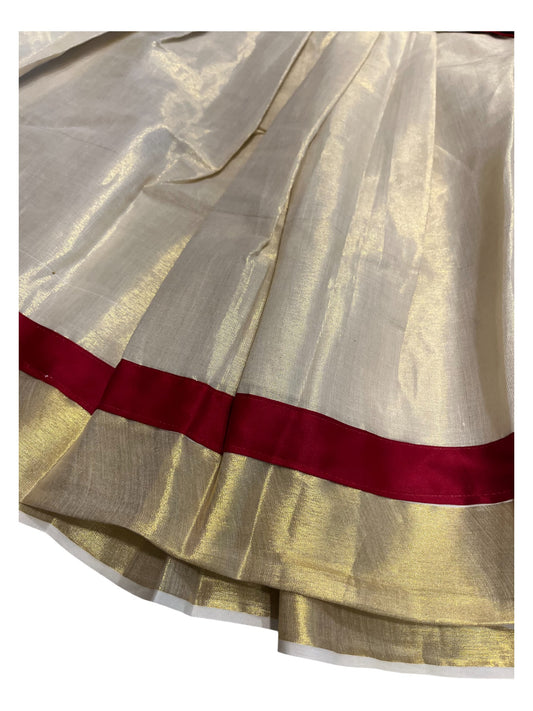 Southloom Kerala Tissue pavada and Blouse with Embroidery Work (Age 4)