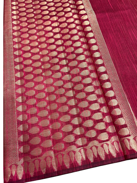 Southloom Banarasi Silk Saree with Woven Work on Body and Borders (Magenta)