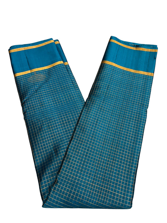 Southloom Pure Handloom Bridal Kanchipuram Silk Saree with Korvai Work (Blue)