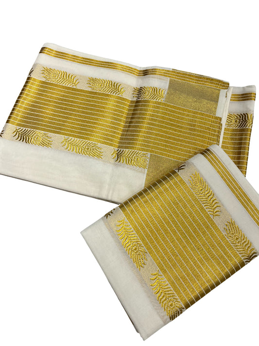Southloom Premium Handloom Set Mundu with Kasavu and Golden Border (2.80 Mtr)