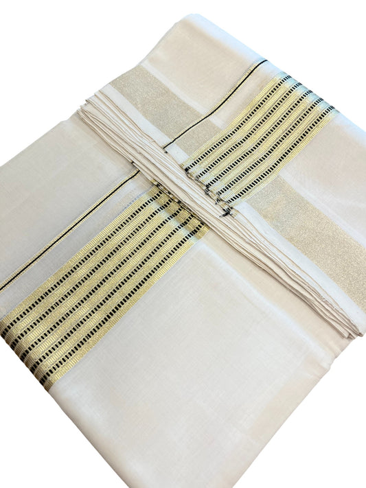 Southloom Premium Handloom Cotton Gold Kasavu Double Mundu