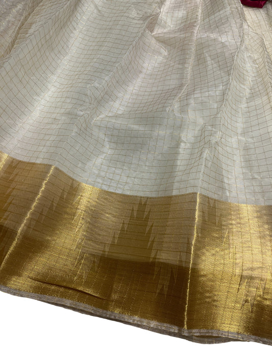 Southloom Semi Stitched Dhavani Set with Pavada and Maroon Blouse Piece