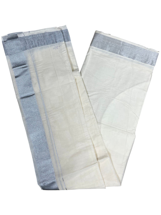 Southloom Cotton Velcro Mundu with Silver Border (South Indian Kerala Dhoti)