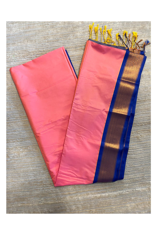 Southloom South Silk Pattu Saree With Pink Body and Blue Pallu