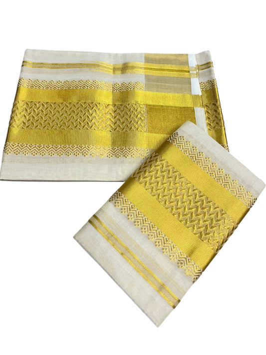 Southloom Premium Tissue Handloom Set Mundu with Chuttikara Kasavu Border (2.80 Mtr) SL632