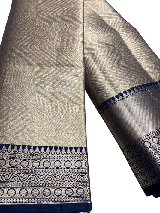 Southloom Semi Banarasi Katan Tissue Saree with Woven Work on Body and Borders