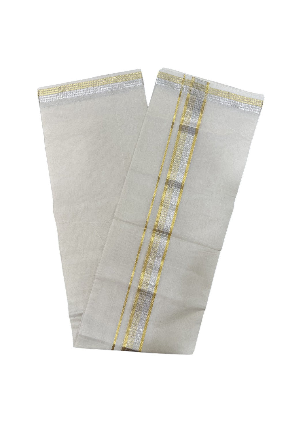 Southloom Premium Balaramapuram Handloom Gold and Copper Kasavu Mundu with Paisley Hand Woven Design in Kara and Border (South Indian Dhoti)