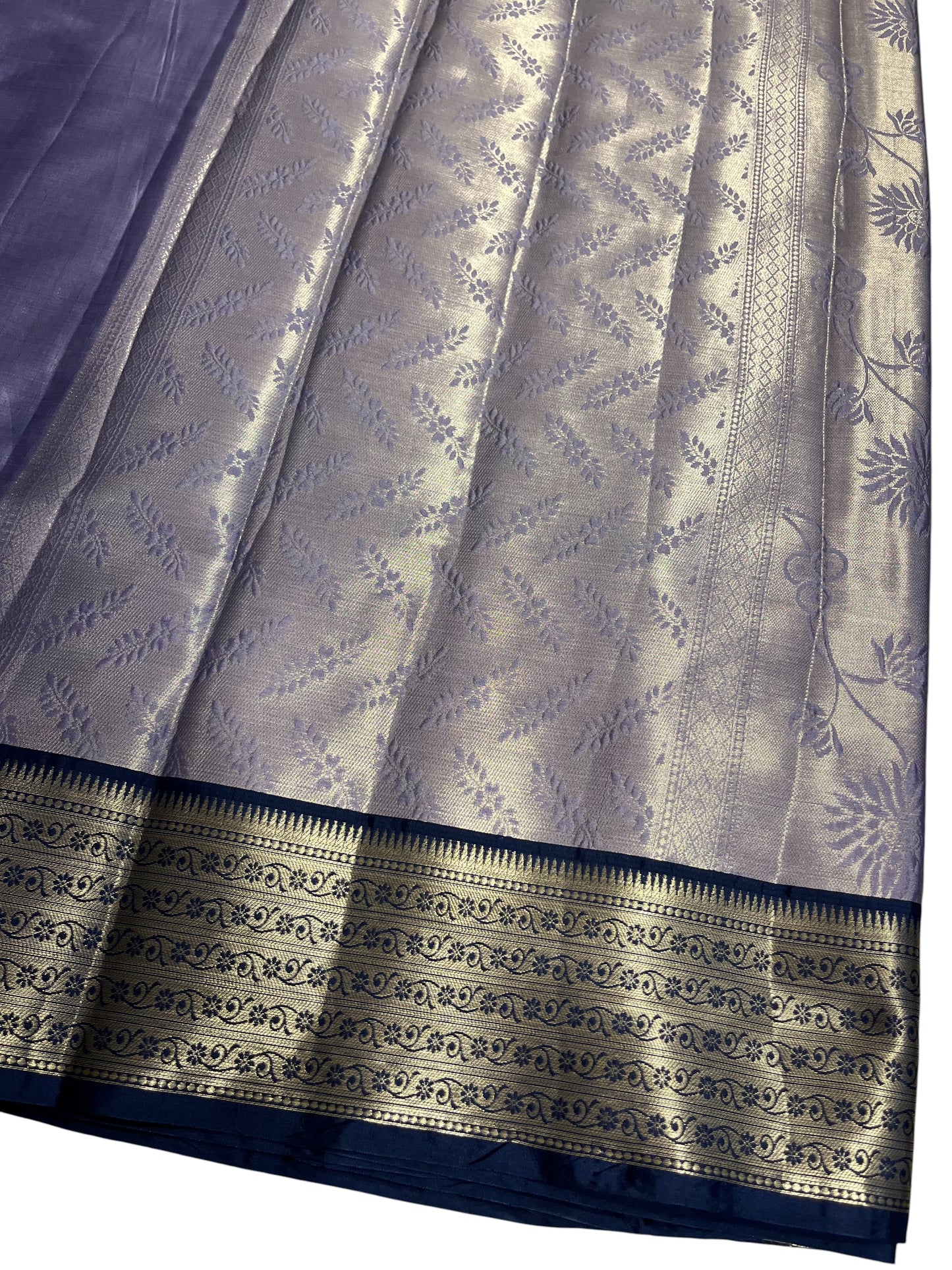 Southloom Tissue Silk Saree with Woven Work on Body and Borders (Blue & Lavendar)