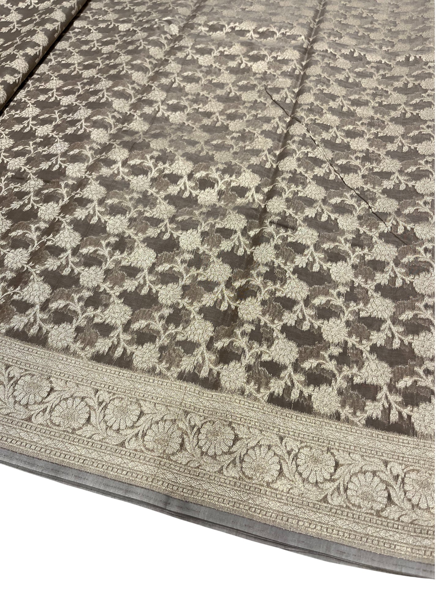 Southloom Cotton Banarasi Silk Saree with Woven Work on Body and Borders(Brown)