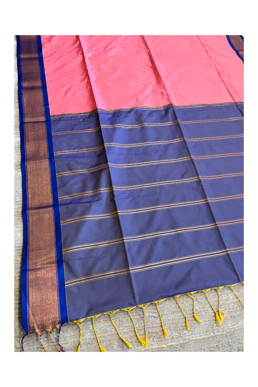 Southloom South Silk Pattu Saree With Pink Body and Blue Pallu