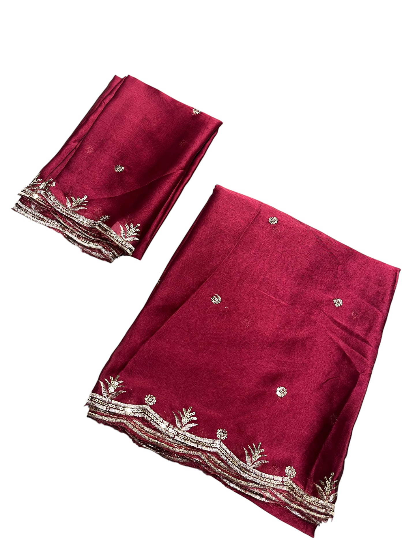 Southloom Semi Stitched Dhavani Set with Pavada and Maroon Blouse Piece