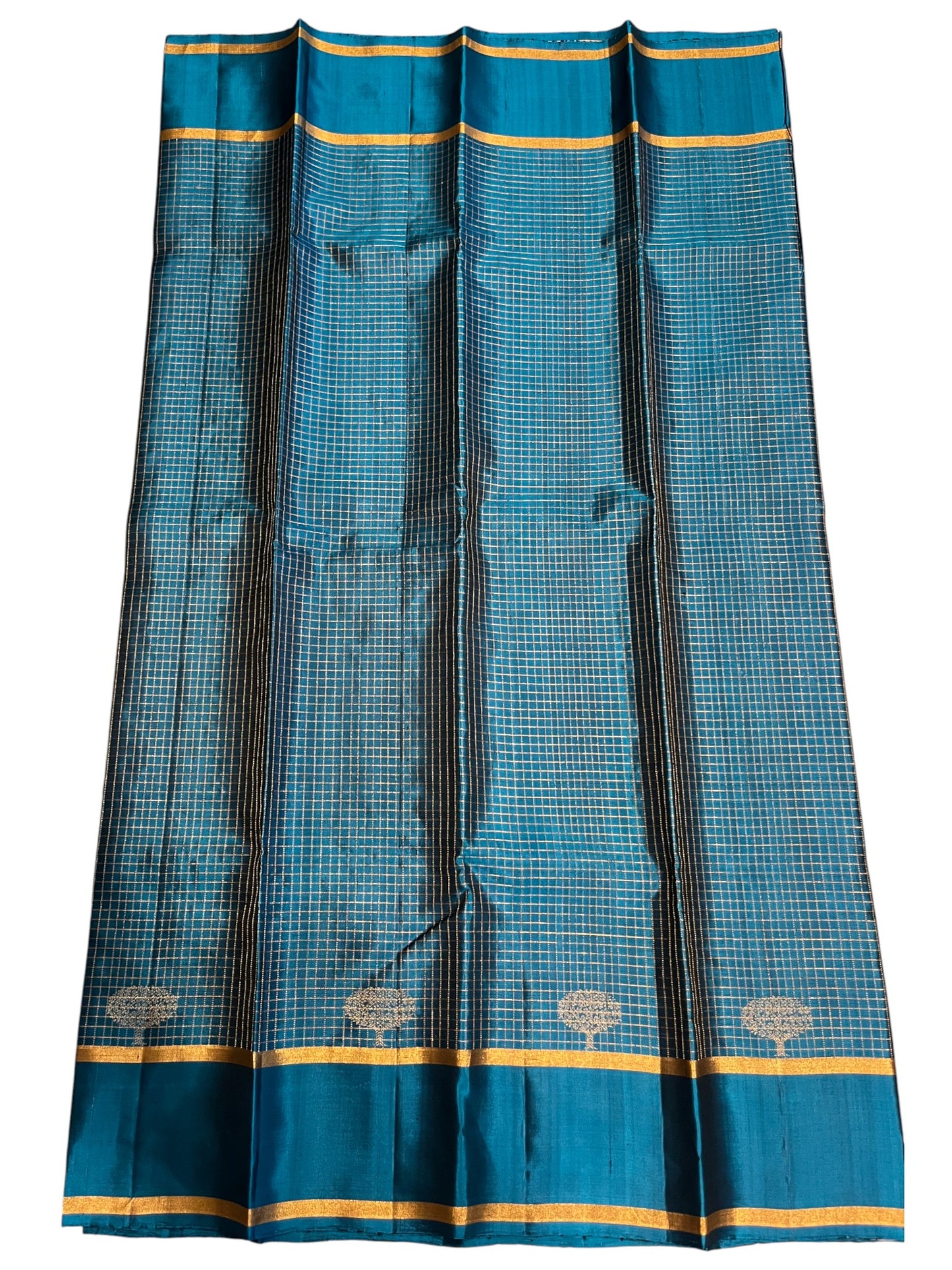 Southloom Pure Handloom Bridal Kanchipuram Silk Saree with Korvai Work (Blue)