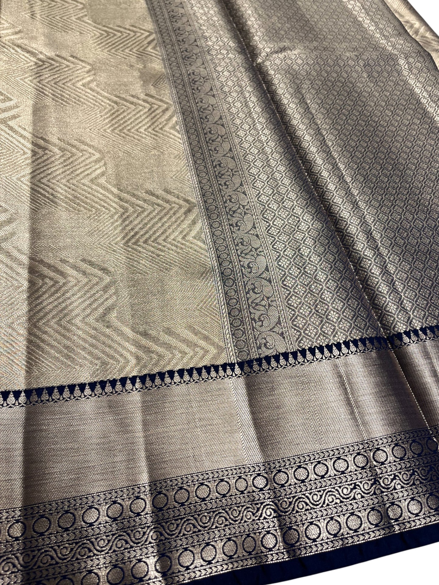 Southloom Semi Banarasi Katan Tissue Saree with Woven Work on Body and Borders