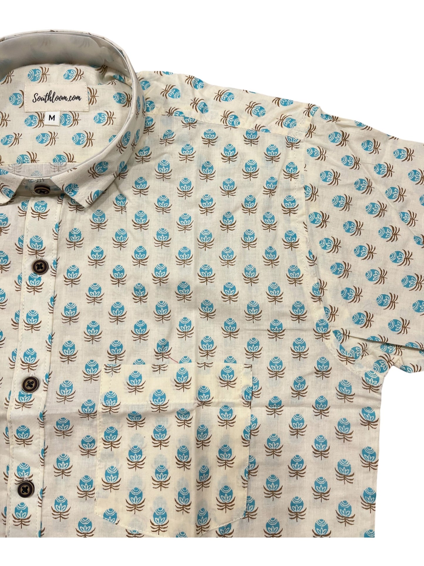 Southloom Jaipur Pure Cotton Block Printed Shirt for Men (Medium)