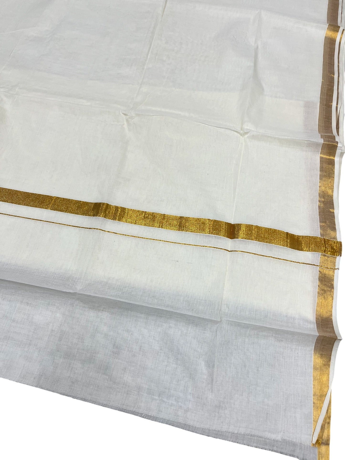 Southloom Pure Cotton Kerala Saree with 1 inch Gold Kasavu Border