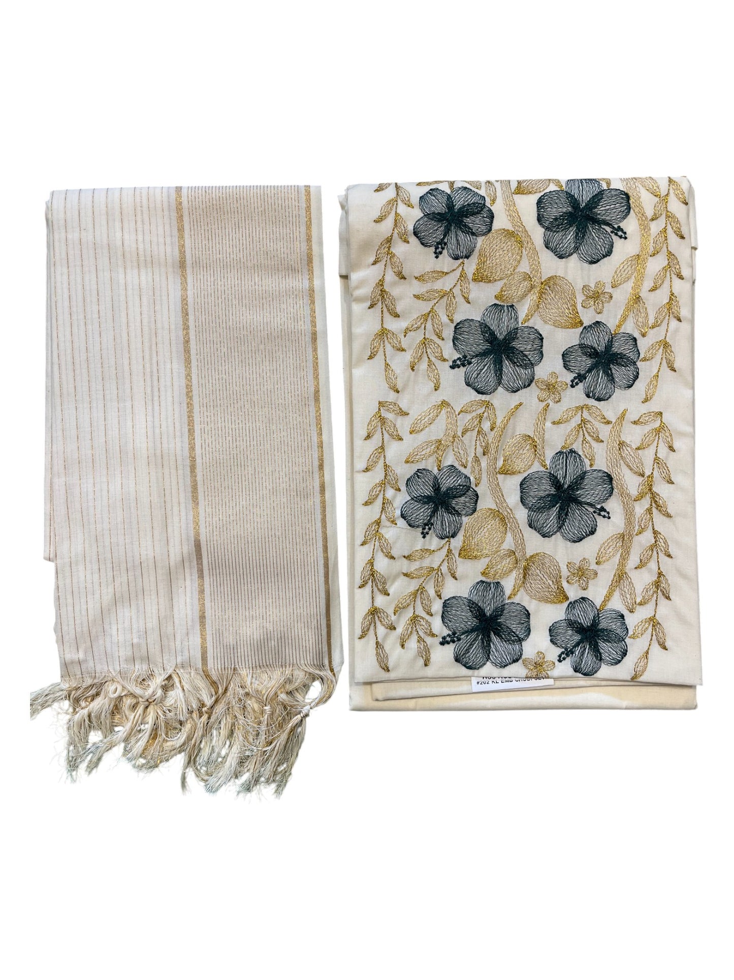 Southloom™ Cotton Churidar Salwar Suit Material with Green Embroidery Work (include Lines Shawl / Dupatta)