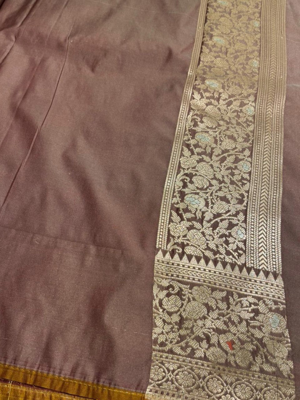 Southloom Pure Banarasi Silk Saree with Woven Work on Body and Borders ( Brown)