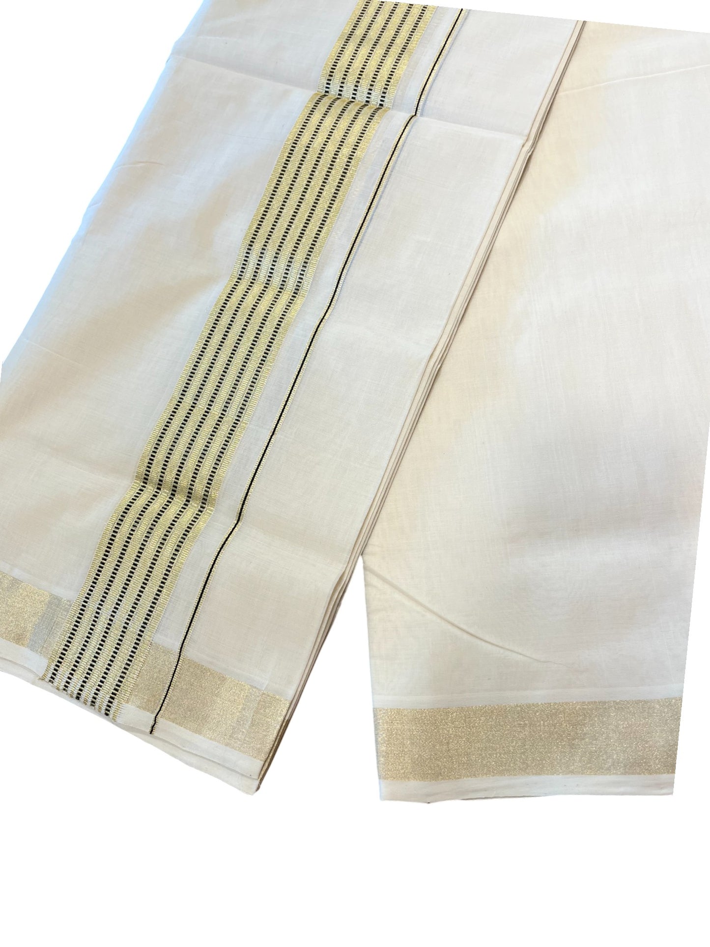 Southloom Premium Handloom Cotton Gold Kasavu Double Mundu