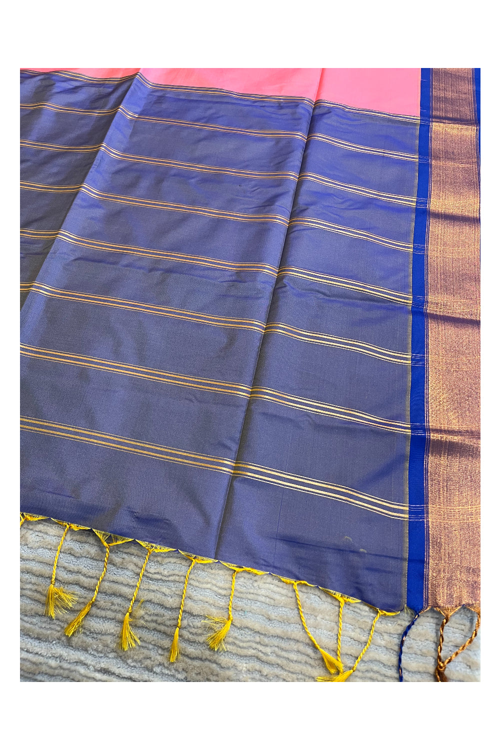 Southloom South Silk Pattu Saree With Pink Body and Blue Pallu