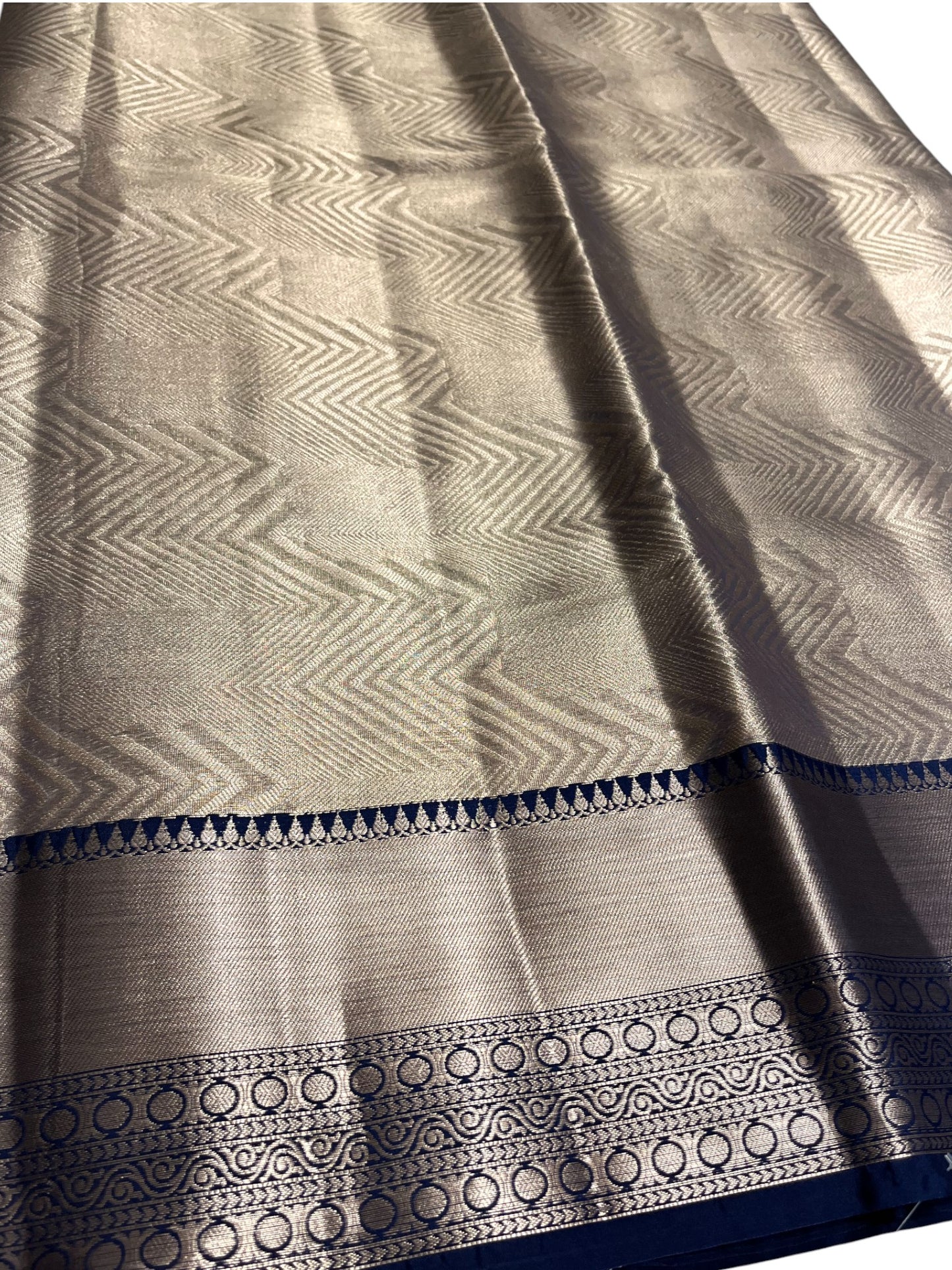 Southloom Semi Banarasi Katan Tissue Saree with Woven Work on Body and Borders