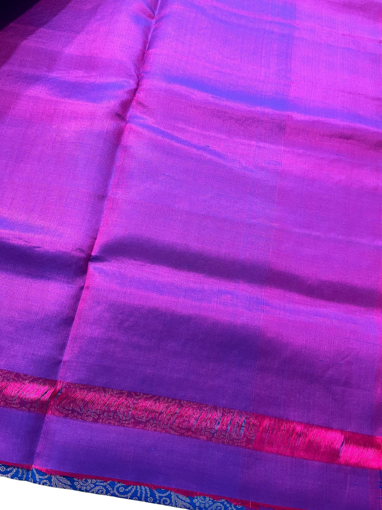 Southloom Pure Handloom Bridal Kanchipuram Silk Saree with Korvai Work (Purple & Blue)