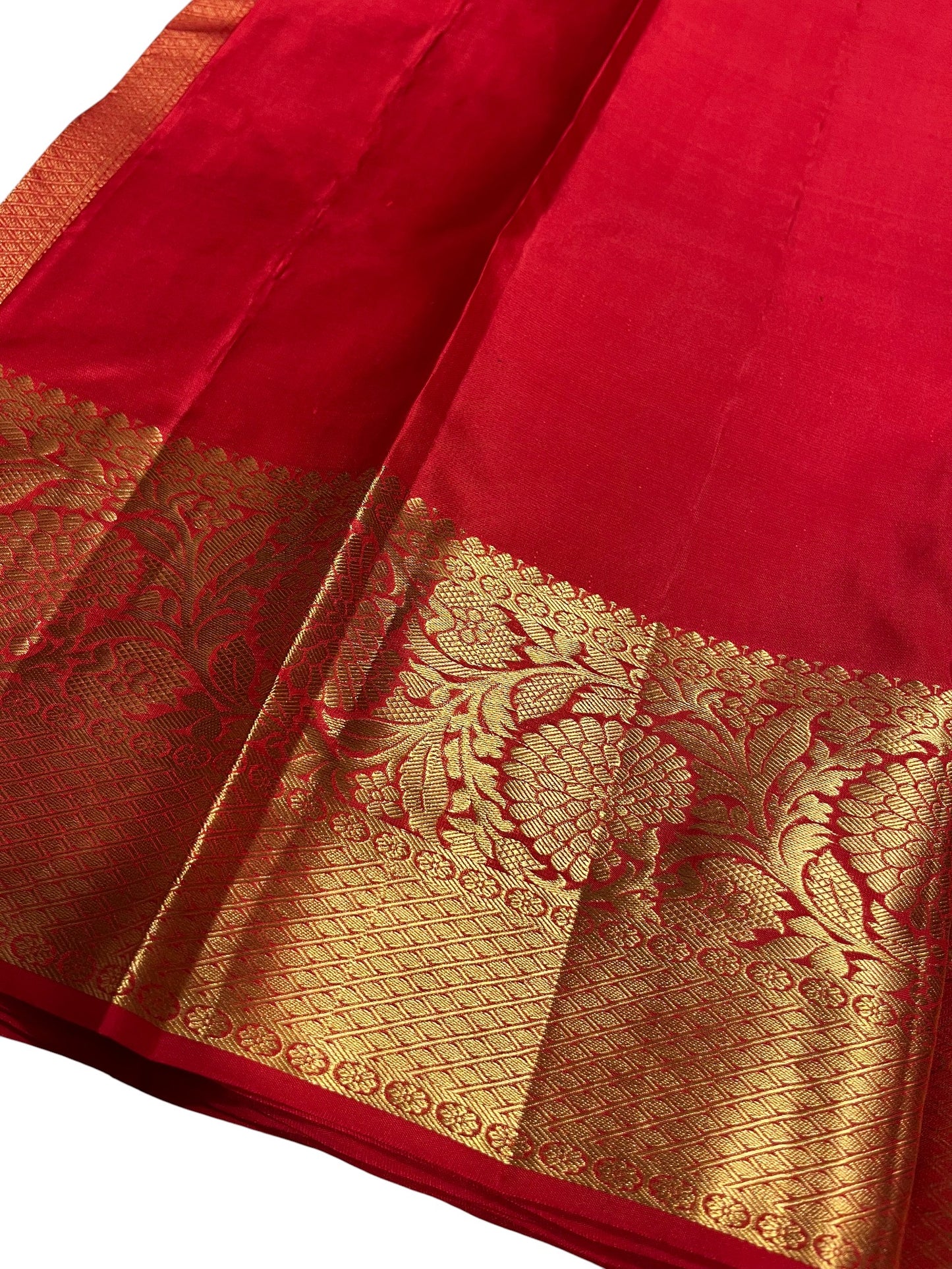 Southloom Pure Handloom Bridal Kanchipuram Silk Saree with Korvai Work (Red)