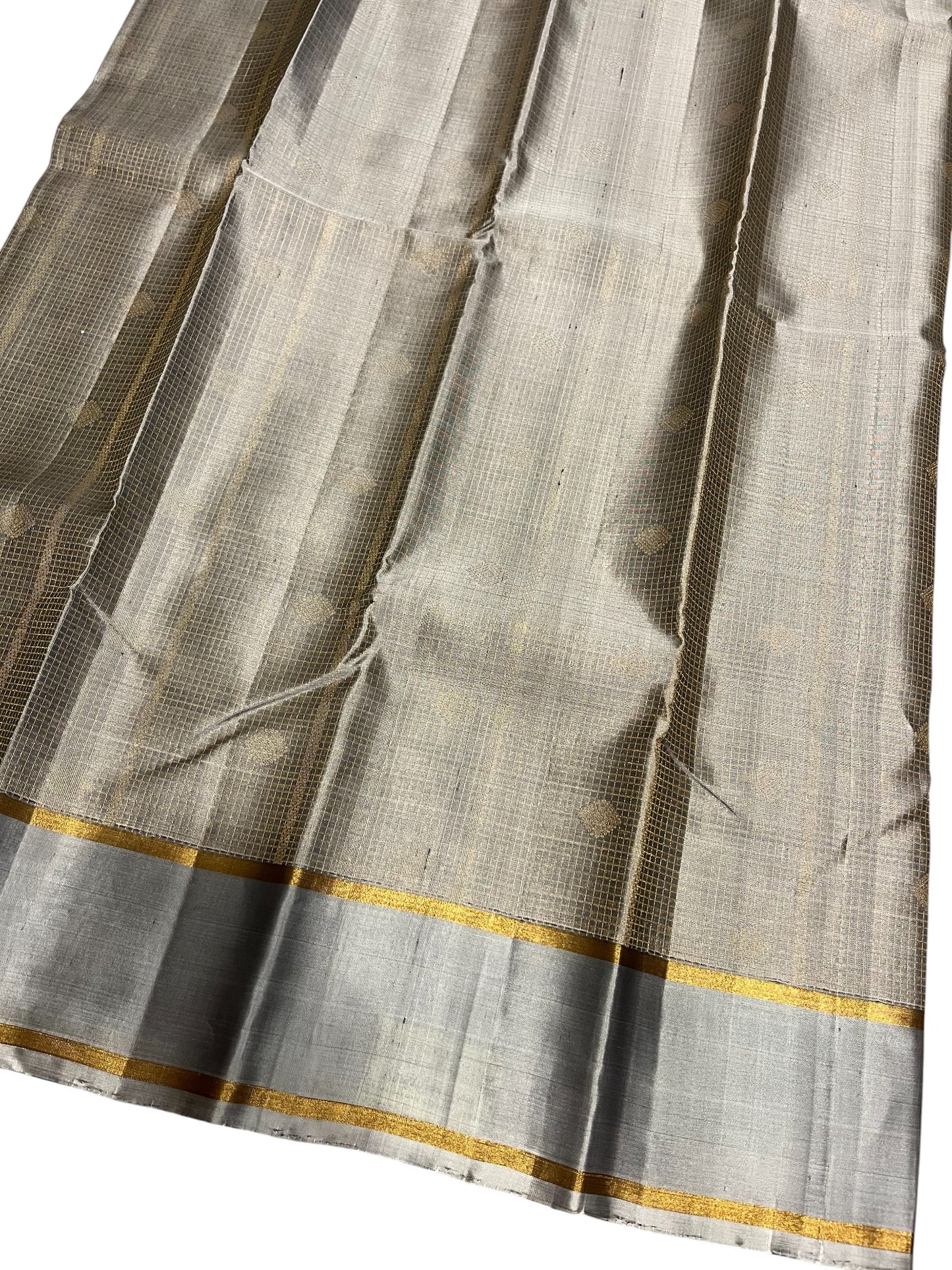 Southloom Premium Bridal Handloom Kanchipuram Silk Saree With Korvai Works (Grey)