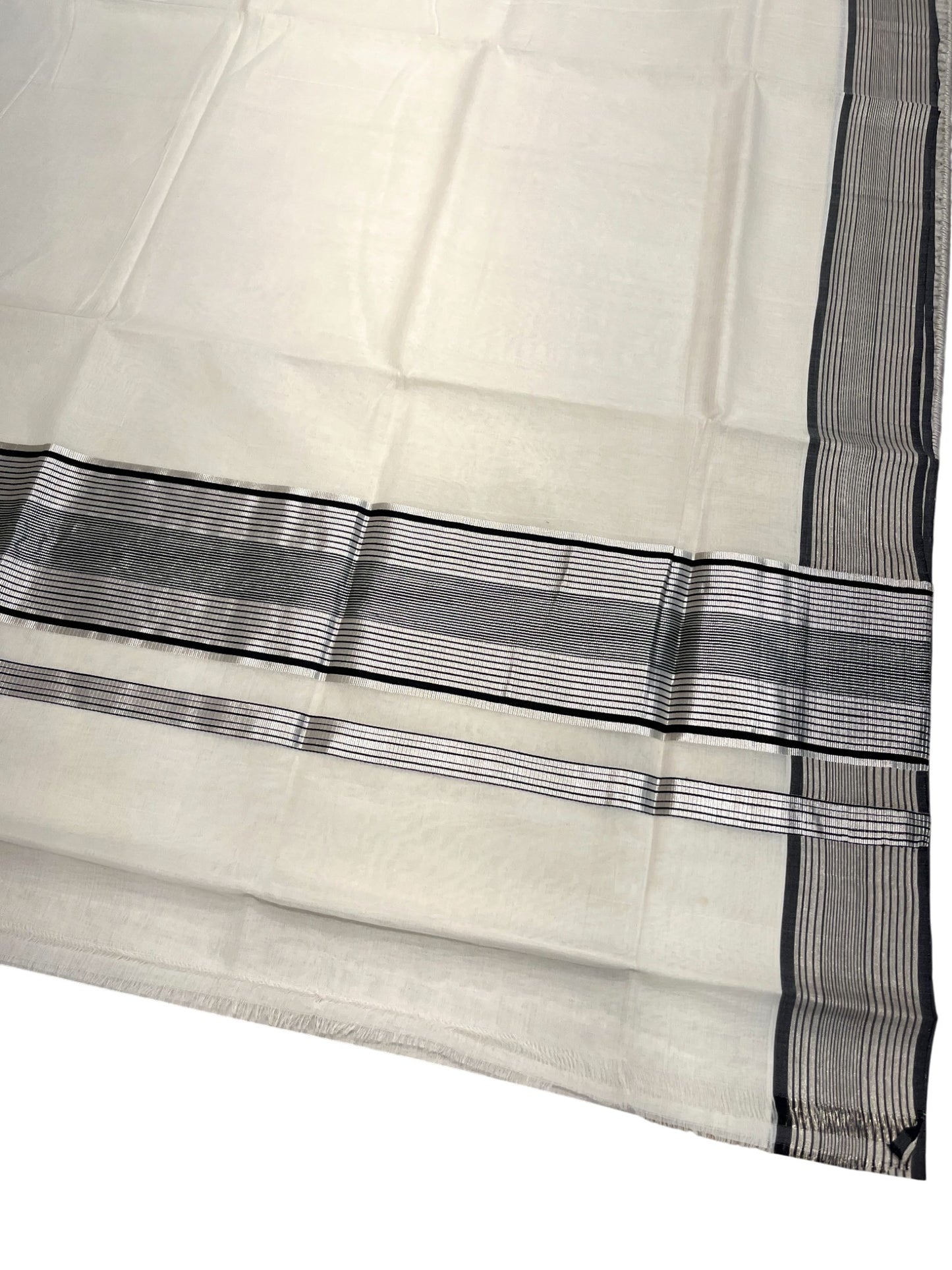 Southloom Super Premium Balaramapuram Unakkupaavu Handloom Cotton Saree with Silver and Black Border