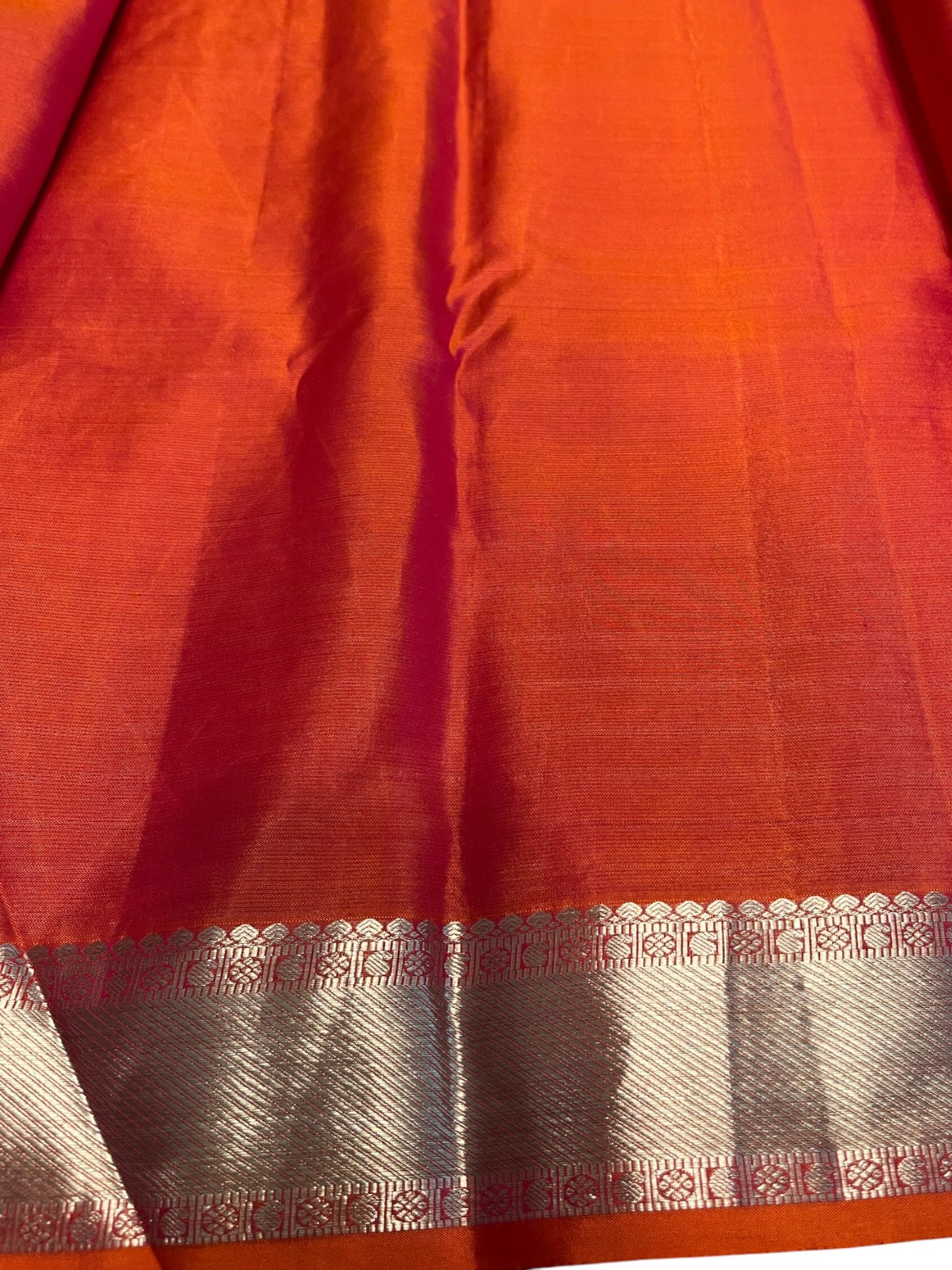 Southloom Premium Handloom Bridal Kanchipuram Silk Saree with Korvai Work (Orange)