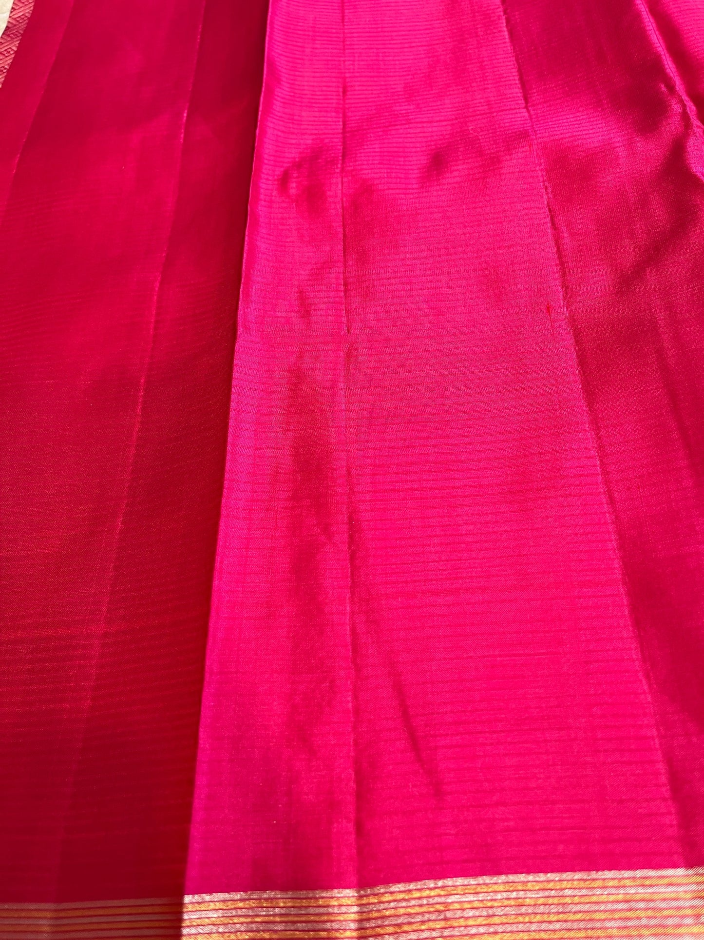 Southloom Pure Handloom Bridal Kanchipuram Silk Saree with Korvai Work (Magenta)