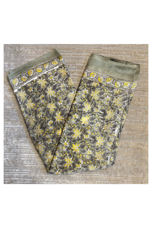 Southloom Pure Modal Silk Saree With Original Hand Block Print On Body Pallu And Blouse