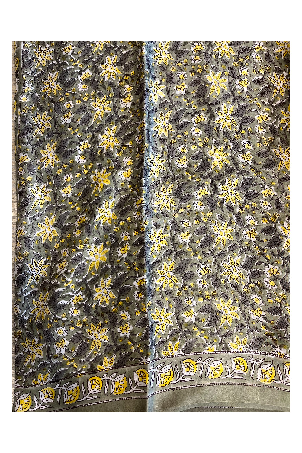 Southloom Pure Modal Silk Saree With Original Hand Block Print On Body Pallu And Blouse